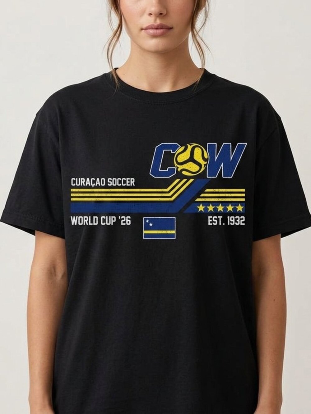 Vintage Curacao Soccer Tee, Retro 90s Football Fan Graphic Shirt
